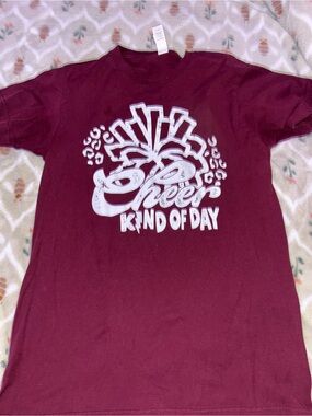 Bella Canvas Maroon Graphic Tee with White Cheer Design